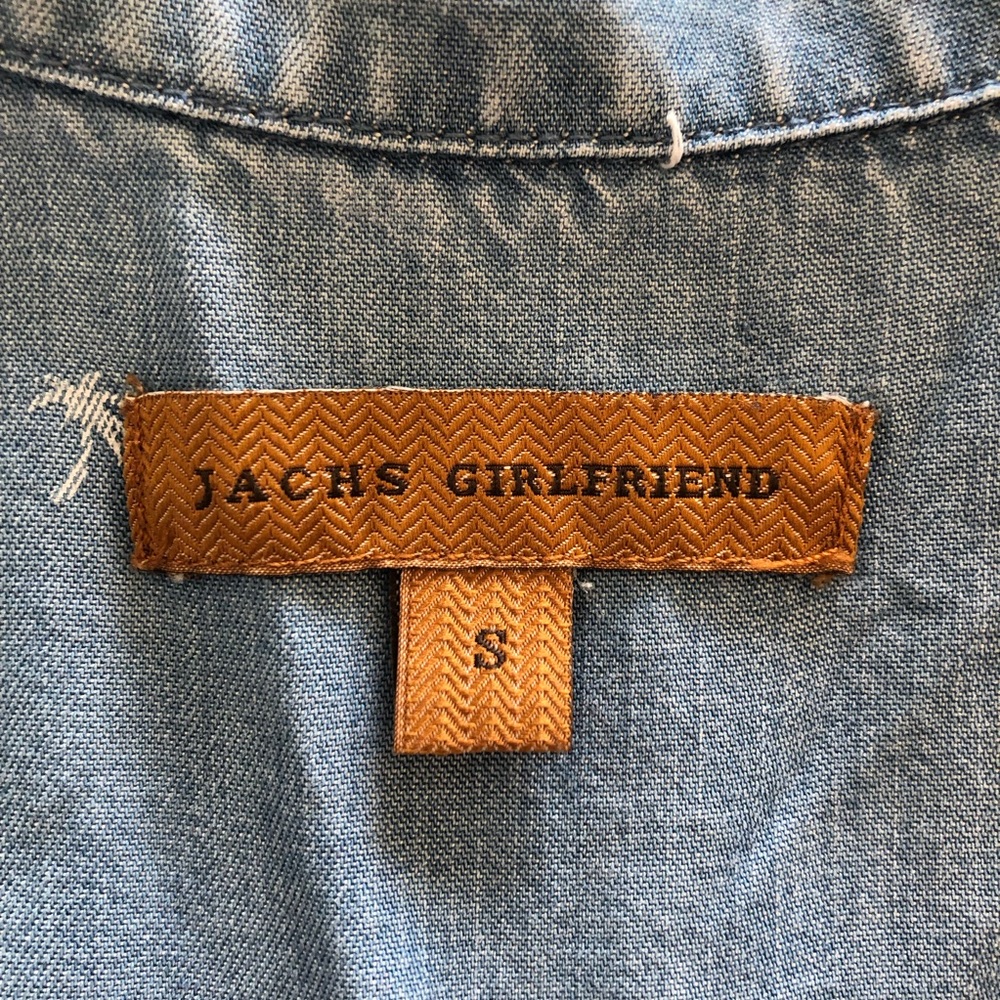 Jachs Girlfriend Palm Print Button Front Blue Cha… - image 4